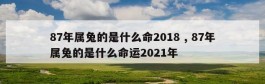 87年属兔的是什么命2018 , 87年属兔的是什么命运2021年