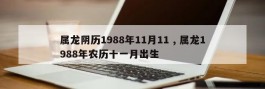 属龙阴历1988年11月11 , 属龙1988年农历十一月出生