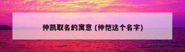 仲凯取名的寓意 (仲恺这个名字)