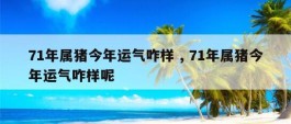 71年属猪今年运气咋样 , 71年属猪今年运气咋样呢